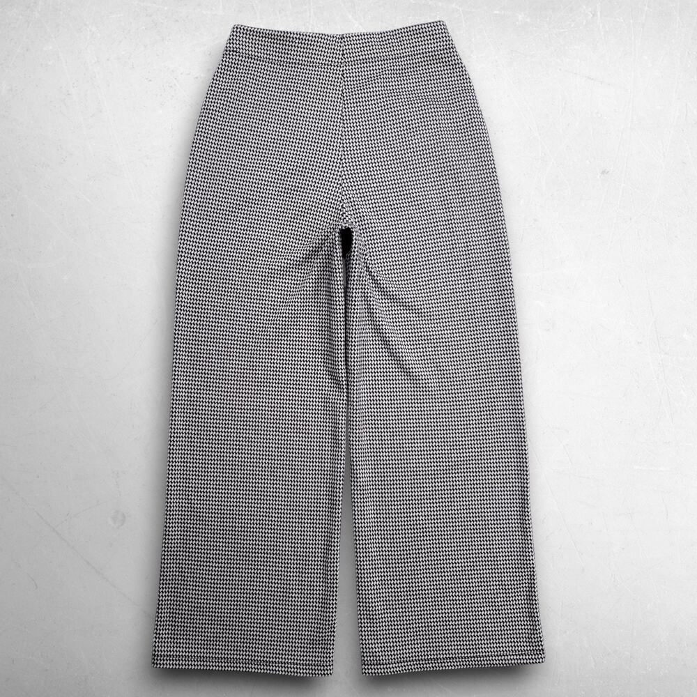 Max Studio Wide Leg Sailor Pants Houndstooth Slipon Stretch Women 28 Black White - Picture 2 of 13